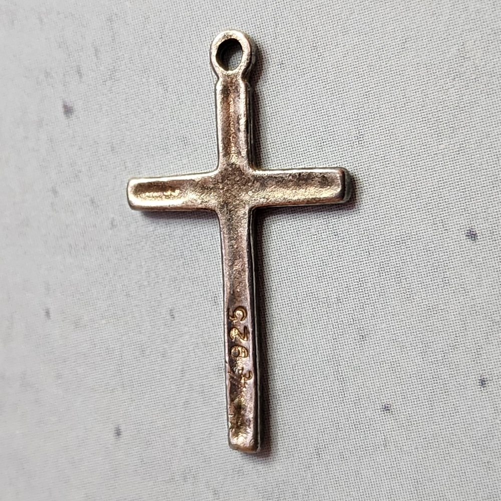Vintage Signed Sterling Silver Cross Charm - Picture 2 of 5